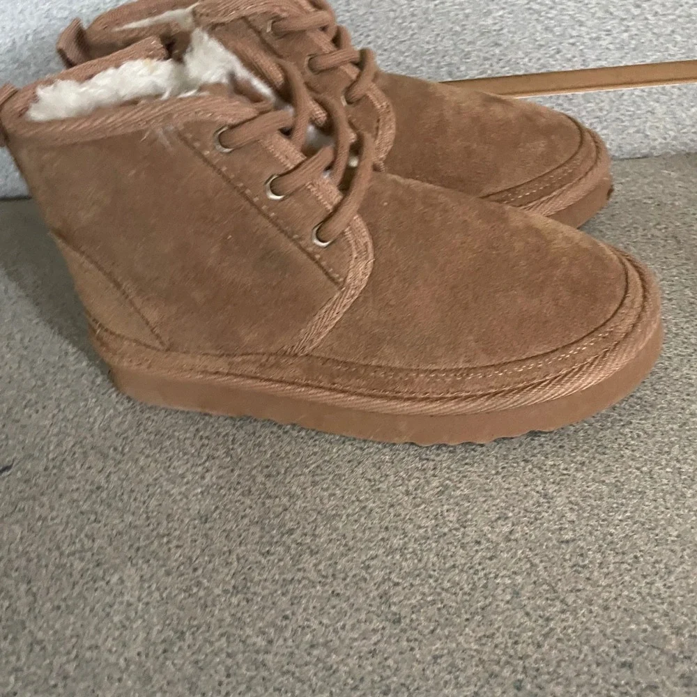 Kids‎ Brown Suede Fur Lined Lace Up Zip Winter Boots Size 11